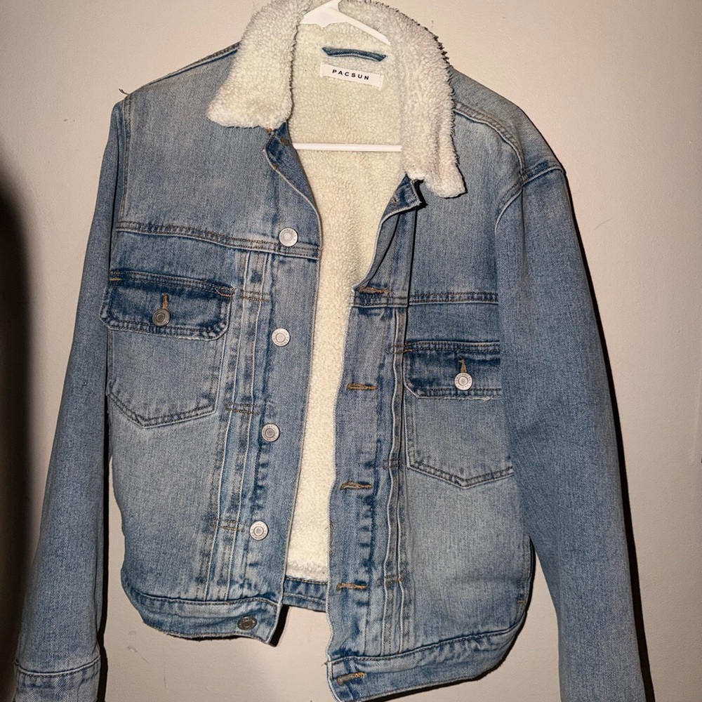 PacSun Denim Jacket with Cream Sherpa